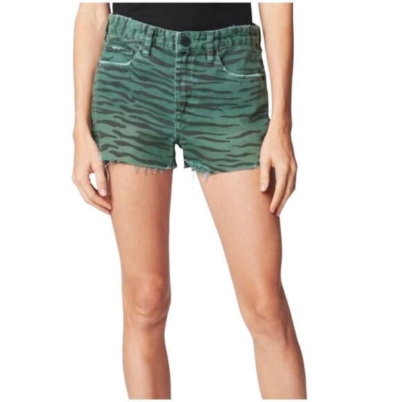 NWT Blank NYC Green & Black Animal print Denim shorts The Barrow sz 27 - Picture 1 of 8